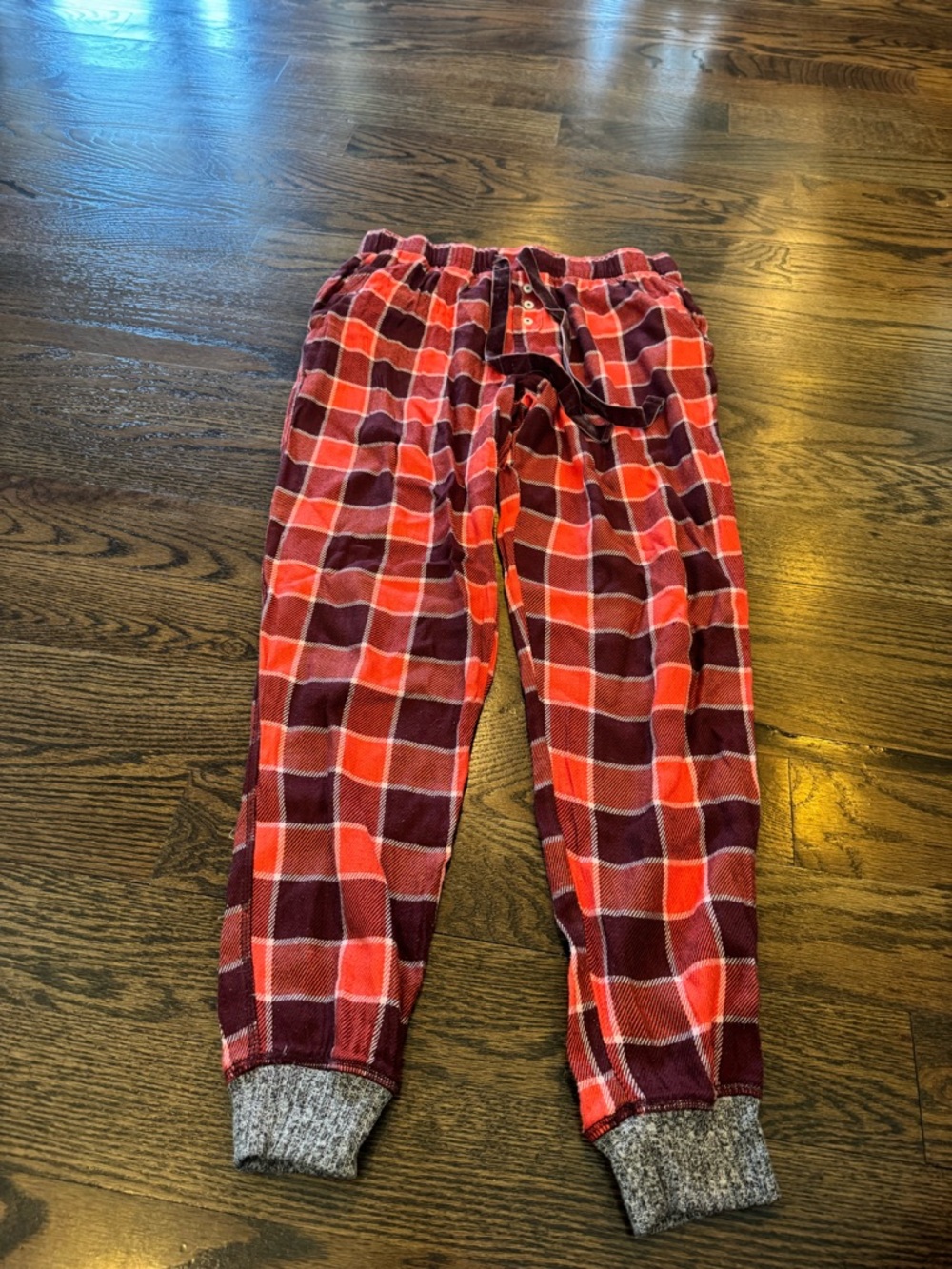 aerie Red & Burgundy Plaid Pajama Jogger Pants